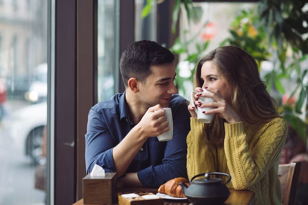 Couple enjoying coffee