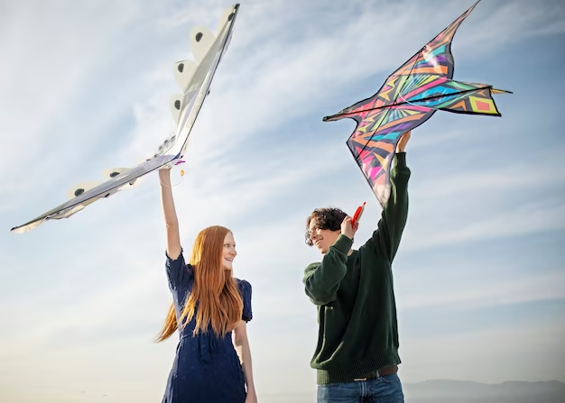 Couple holding kites