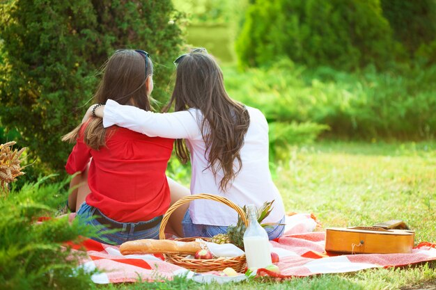 Mom and daughter picnic